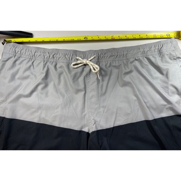 Trinity Coast 4XB Swim Trunks Color block Grey/Black Elastic Waist & Drawstring - Picture 3 of 13